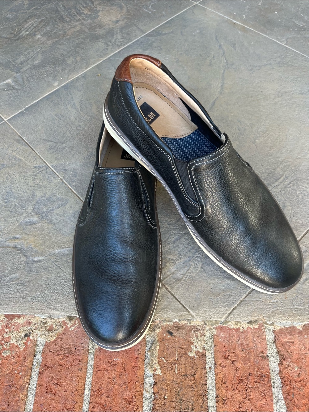 Johnson&Murphy McGuffy Black Slip-On Loafers Casual Comfort Sz 10